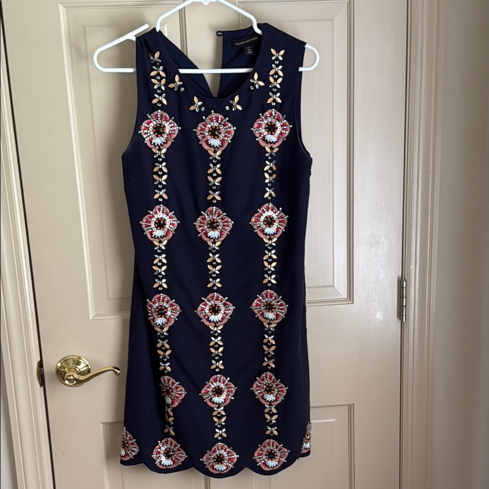 Pink and Blue Sheath Cocktail Mini Dress